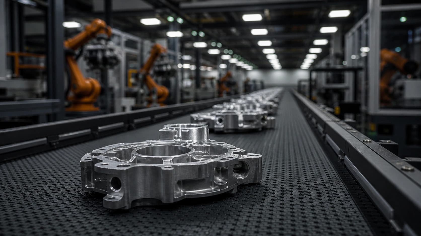 Förderband in einer Fertigungslinie der Automobil-Zulieferindustrie.